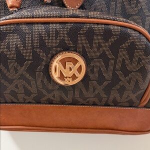 Women NX Brown and Tan Logo Monogram Backpack 14”L by 12”h